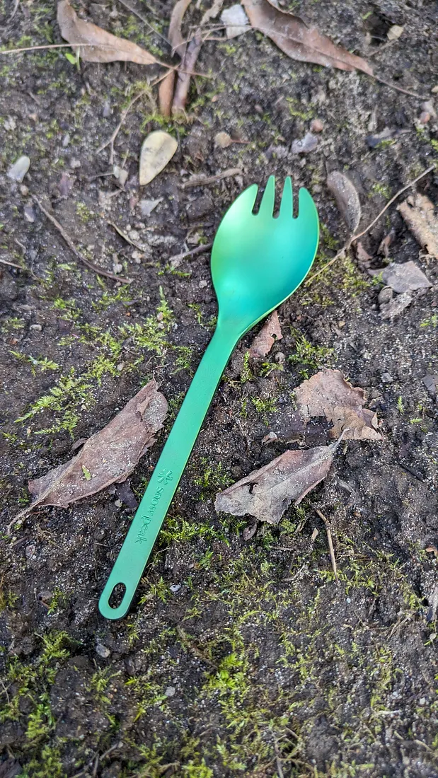Snow Peak Titanium Spork is lightweight and has a funky color.
