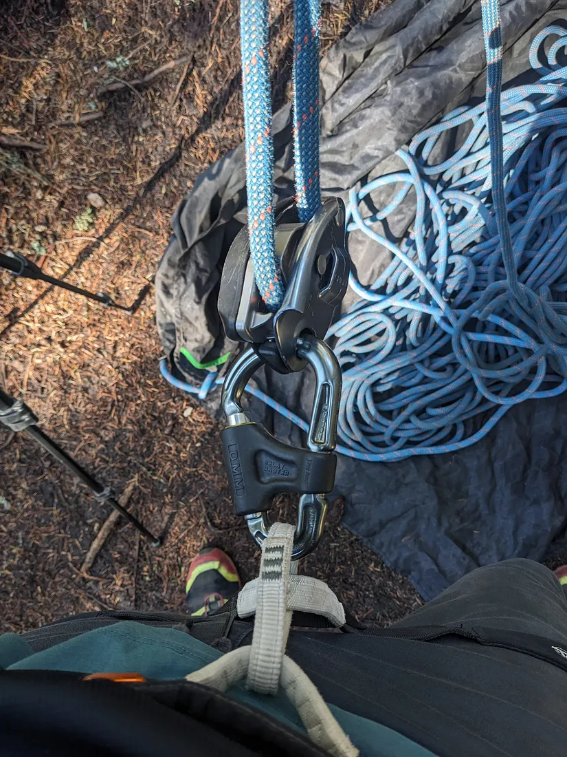 The Petzl Grigri locked in and ready to belay with.